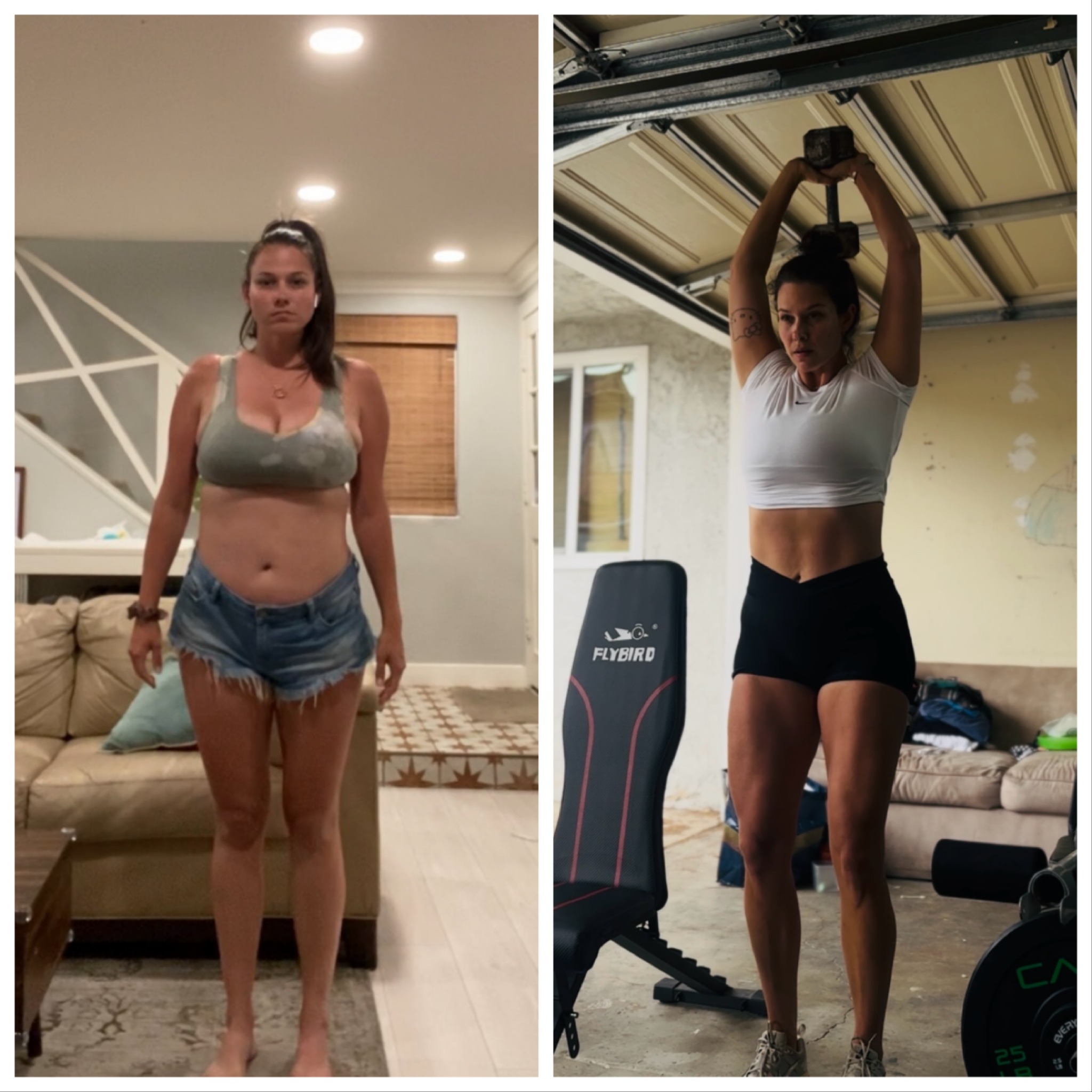 Andrea's personal strength-training before and after